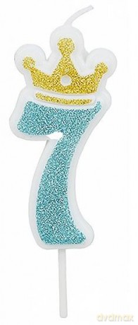 Świeczka 7 niebieska 6,8cm