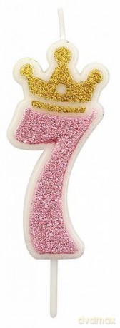 Świeczka 7 różowa 6,8cm