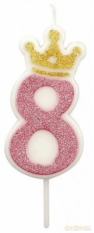 Świeczka 8 różowa 6,8cm
