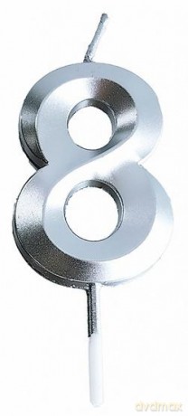 Świeczka 8 srebrna 4,8cm