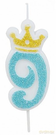 Świeczka 9 niebieska 6,8cm