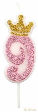 Świeczka 9 różowa 6,8cm