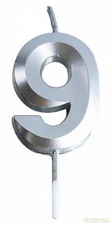 Świeczka 9 srebrna 4,8cm