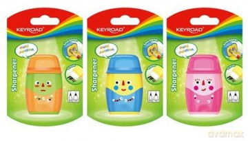 Temperówka plastikowa z gumką podwójna mix