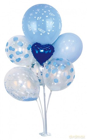 Zestaw balonów niebieski 7szt mix - Zestaw balonów PARTY GO, 85cm, 7 szt., niebieskie