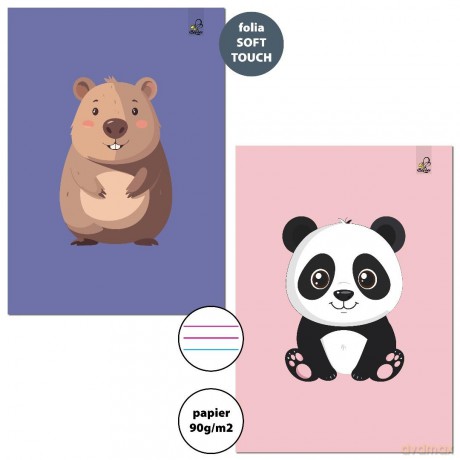 Zeszyt A4/32K 3-linie kolor 90g Wombat Panda(6szt)