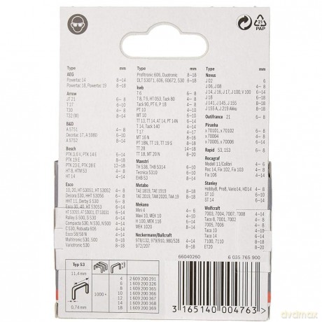 Bosch: 1.000 BOSCH Tackerklammern Typ 53 12 mm
