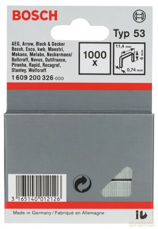 Bosch: 1.000 BOSCH Tackerklammern Typ 53 6 mm