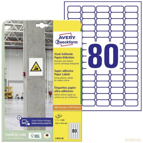 1.600 AVERY Zweckform Power-Etiketten L7