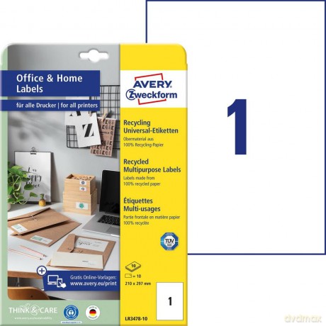 10 AVERY Zweckform Etiketten LR3478-10 w