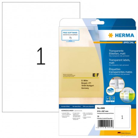 10 HERMA Folienetiketten 4585 transparen