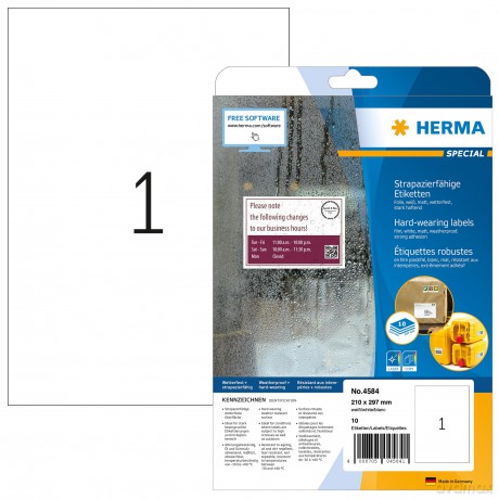 10 HERMA wetterfeste Folienetiketten 458