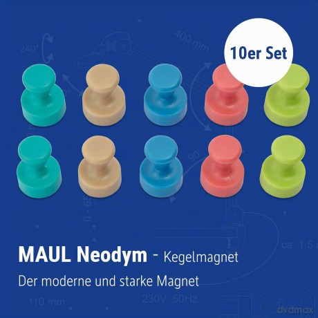 10 MAUL Kegelmagnete farbsortiert 1,