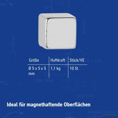 10 MAUL Magnete silber 0,5 x 0,5 x 0,5 c