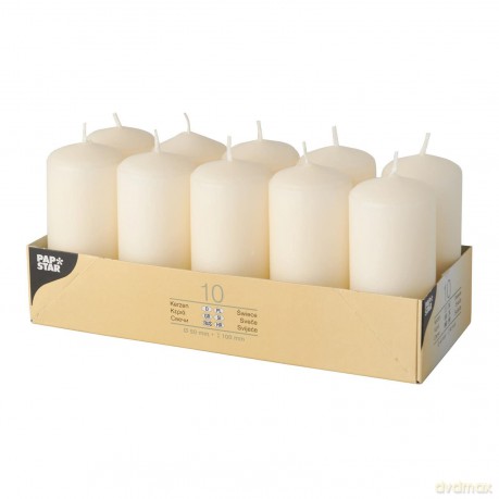 Papstar: 10 PAPSTAR Stumpenkerzen creme