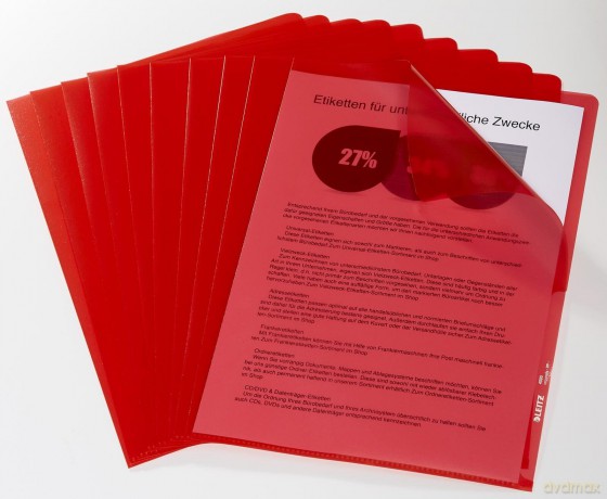 100 LEITZ Sichthźllen rot genarbt