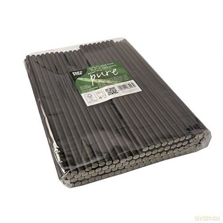 100 PAPSTAR Strohhalme pure schwarz