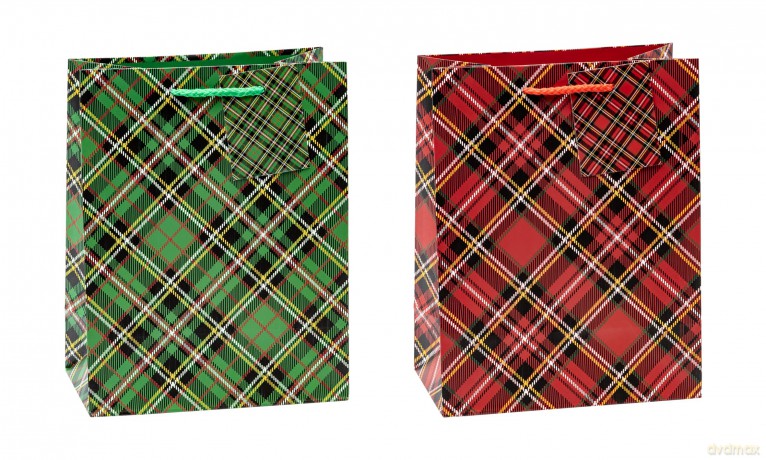 Tsi: 12 TSI Geschenktaschen Tartan Motiv sort