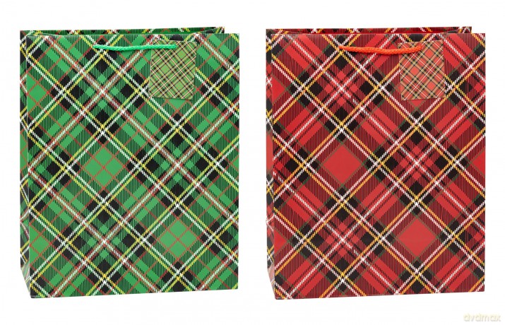 Tsi: 12 TSI Geschenktaschen Tartan Motiv sort
