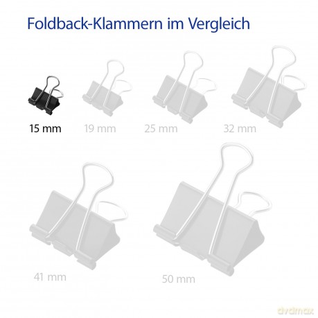 Westcott: 12 WESTCOTT Foldbackklammern schwarz 1,5