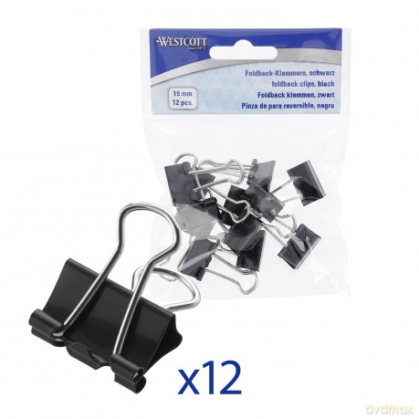 Westcott: 12 WESTCOTT Foldbackklammern schwarz 1,9