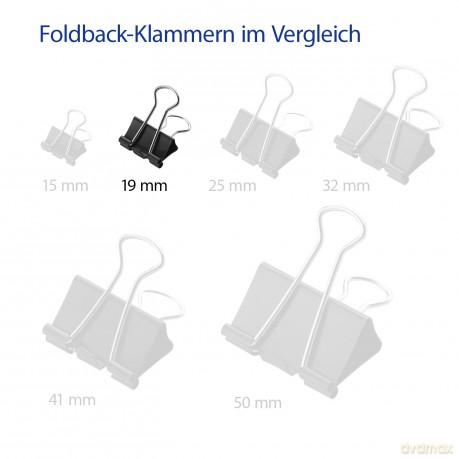 Westcott: 12 WESTCOTT Foldbackklammern schwarz 1,9