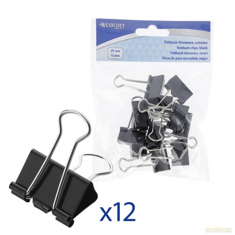 Westcott: 12 WESTCOTT Foldbackklammern schwarz 2,5