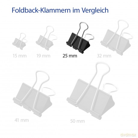 Westcott: 12 WESTCOTT Foldbackklammern schwarz 2,5