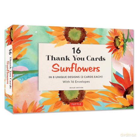 16 Thank You Cards Sunflowers [KSIĄŻKA]
