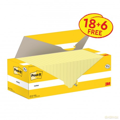 Post-Itâž: 18 + 6 GRATIS: Post-it Haftnotizen gelb