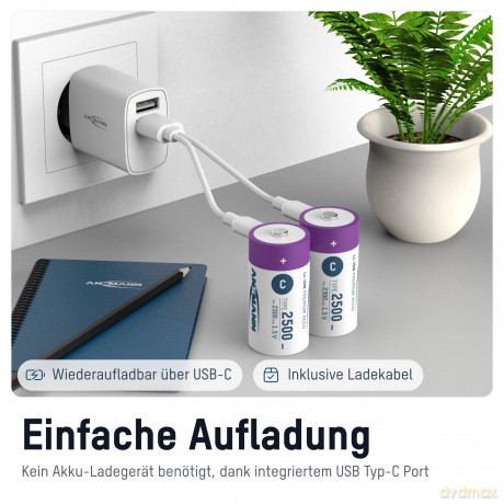 Ansmann: 2 ANSMANN Akkus 2500 Baby C 2.300 mAh