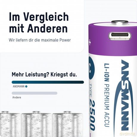 Ansmann: 2 ANSMANN Akkus 2500 Baby C 2.300 mAh
