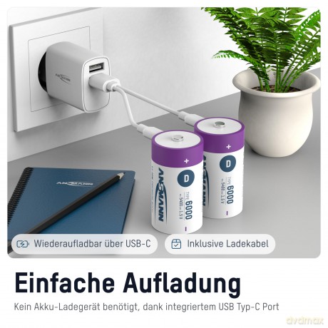 Ansmann: 2 ANSMANN Akkus 6000 Mono D 5.400 mAh