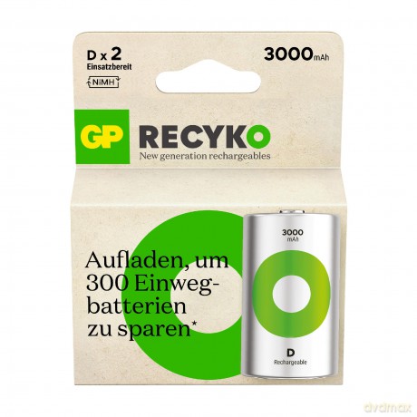 Gp: 2 GP Akkus ReCyko+ Mono D 3.000 mAh