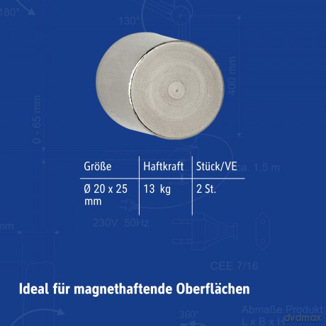 2 MAUL Magnete silber 2,0 x 2,5 cm