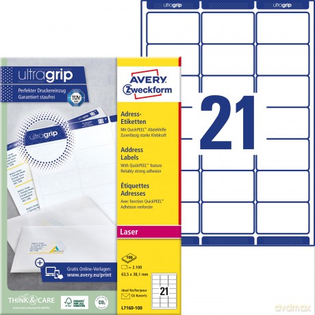 Avery Zweckform: 2.100 AVERY Zweckform Adressetiketten L7