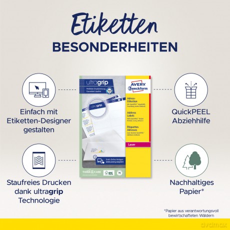 Avery Zweckform: 2.100 AVERY Zweckform Adressetiketten L7