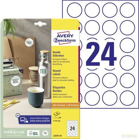 240 AVERY Zweckform Etiketten L3415-10 w