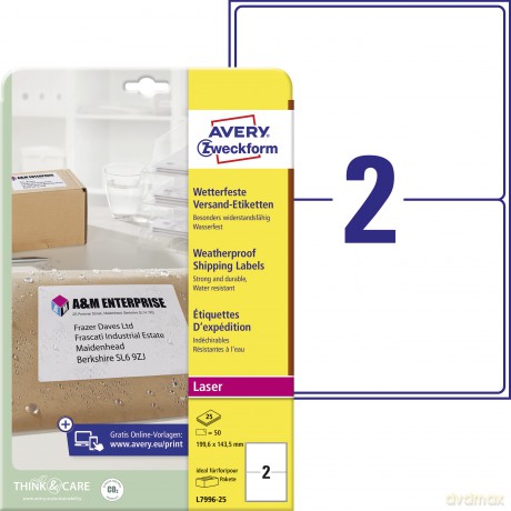 25 AVERY Zweckform Folien-Versandetikett