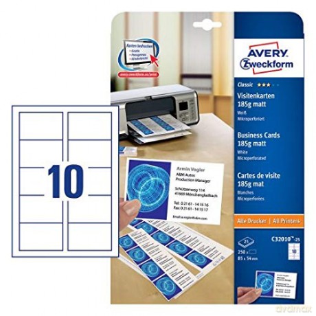 250 AVERY Zweckform Visitenkarten C32010
