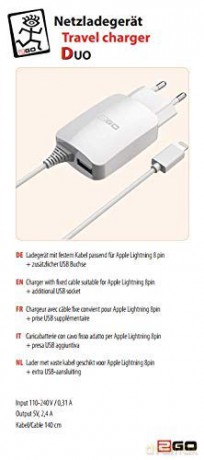 2GO Ladegert 12W Lightning + 1x USB, Ka