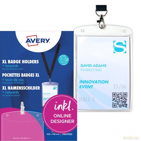 Avery Zweckform: 3 AVERY Zweckform Namensschilder mit Tex