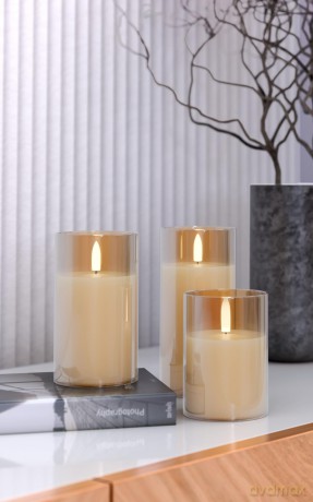 Goobay: 3 goobay LED-Kerzen gold