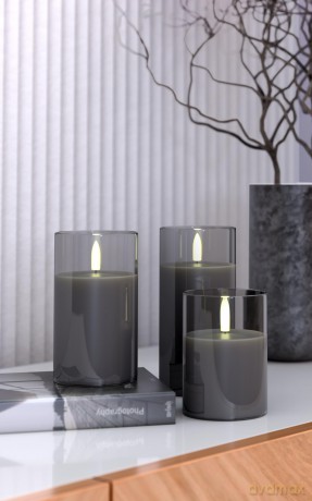 Goobay: 3 goobay LED-Kerzen grau