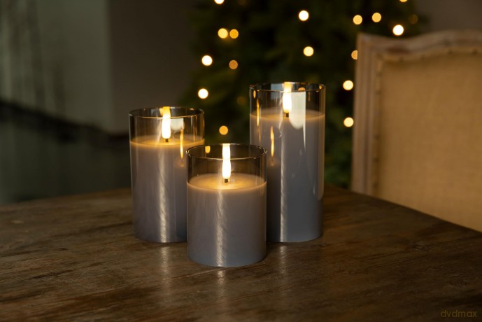 Goobay: 3 goobay LED-Kerzen grau