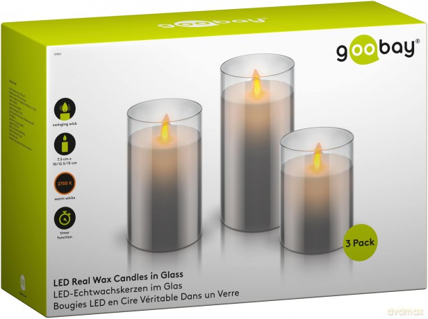 Goobay: 3 goobay LED-Kerzen grau