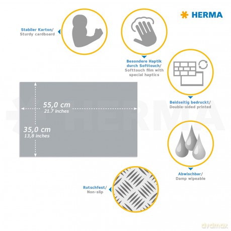 Herma: 3 HERMA Schreibtischunterlagen Karton Hu