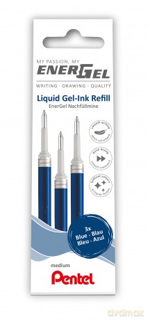 Pentel: 3 Pentel EnerGel Gelschreiberminen blau