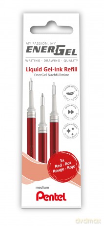 Pentel: 3 Pentel EnerGel Gelschreiberminen rot