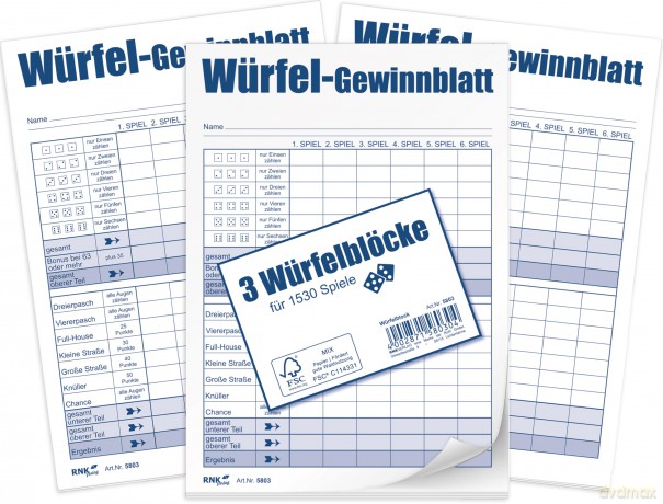 3 RNK-Verlag Ersatzblock DIN A6 Wźrfelsp